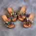  Handmade Leather Holiday Floral Platform Casual Beach Sandals