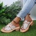 Plus Size Women Casual Fashion Rivet Buckle Decor Snake Skin Slippers