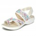 Plus Size Hook   Loop Stretch Contrast Embroidered Element Outdoors Sandals For Women