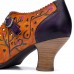  Genuine Leather Retro Fashion Floral Colorblock Comfy Breathable Hollow Mary Jane Heels