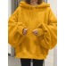 Women Puff Sleeve Loose Hooded Collar Solid Color Casual Sweatshirt