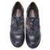  Genuine Leather Floral Embroidered Lace  up Comfy Round Toe Retro Oxfords Heels