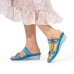  Genuine Leather Handmade Stitching Comfy Bohemian Flowers Decor Slip  On Wedges Sandals