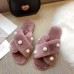 Women’s Pearl Inlay Warm Lined Casual Winter Plush Slippers