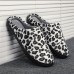 Men Leopard Cotton Warm Non Slip Wearable Sole Slip  on Home Slipper