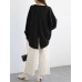 Women Loose Thick Back Fork High Low Solid Casual Pullover Sweatshirt