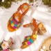  Leather Colorful Flowers Splicing Comfy Casual Rivet Retro Buckle High Heel Sandals