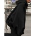 Women Puff Sleeve Loose Hooded Collar Solid Color Casual Sweatshirt