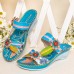  Genuine Leather Handmade Stitching Comfy Bohemian Flowers Decor Slip  On Wedges Sandals