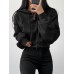 Solid Drawstring Long Sleeve Casual Women Hoodie