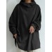 Women 100  Cotton Solid Color Wide Collar Button Cuffs Hoodie