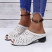 Women Hollow Out Low Heel Comfy Soft Sole Casual Sandals