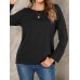 Women Solid Color Basic Designed Pleats V  Neck Long Sleeve Casual Blouses