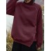 Women Rhombic Turtleneck Thic Full Sleeve Spliced Irregular Hem Pullover Sweatshirt