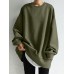 Women Solid Loose Basic All Match Commute Homely Outer Wear Sweatshirt