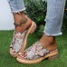 Plus Size Women Casual Fashion Rivet Buckle Decor Snake Skin Slippers