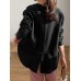 Women Long Sleeve Loose Solid Side Fork High Low Casual Pullover Sweatshirt