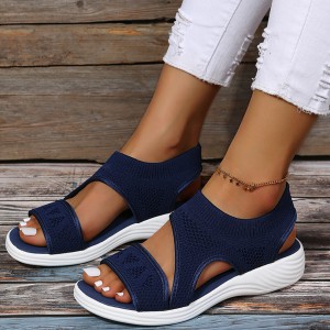 Plus Size Comfy Casual Knitted Breathable Stretch Sports Sandals For Women